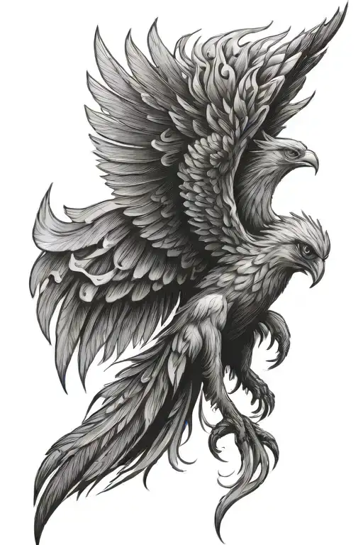 Black And White Phoniex With Wings Rising From The Ashes