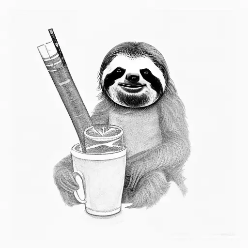 Sloth Smoking A Cigarette With A Coffee