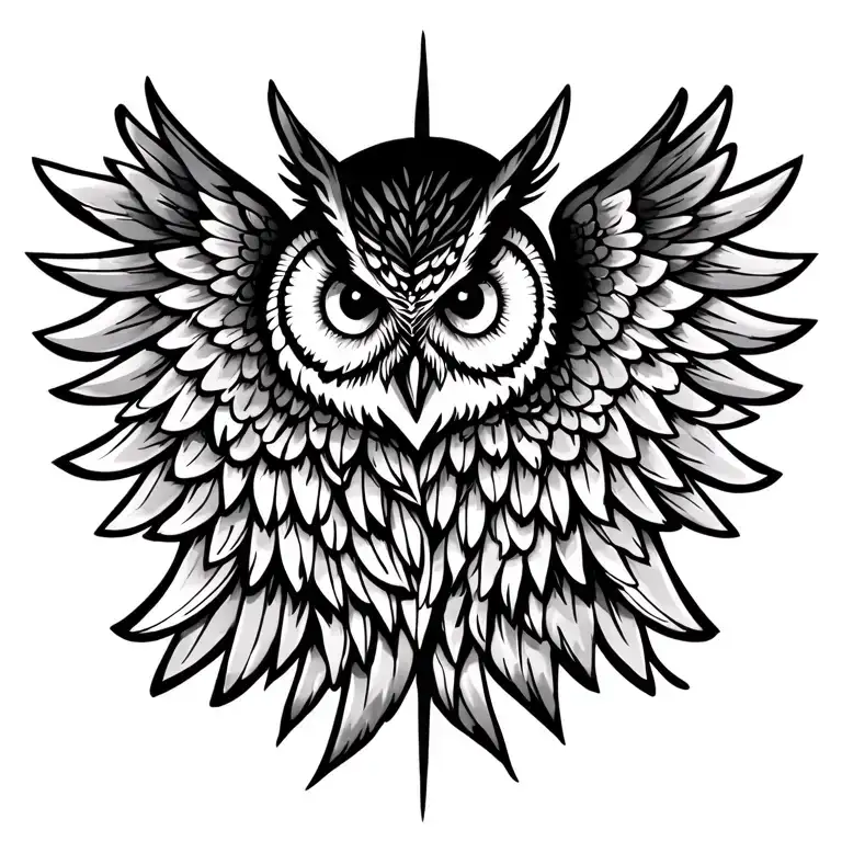 Owl Wing Tattoo In The Way Of Angel Wings