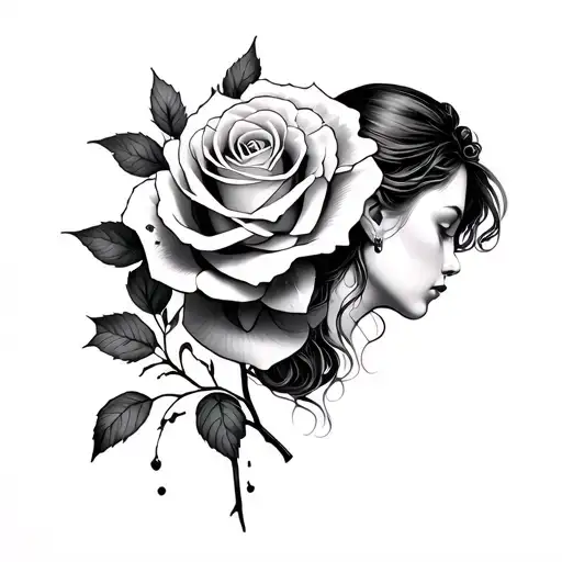 Mental Heath Woman Ribon Rose Stem Wrapped Around Left Side Of Ribon Dolphen Juping Over Right Side