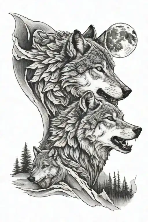 3 Wolf Howling At The Moon