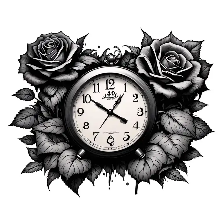 Distorted Clock With Number 420 And A Rose