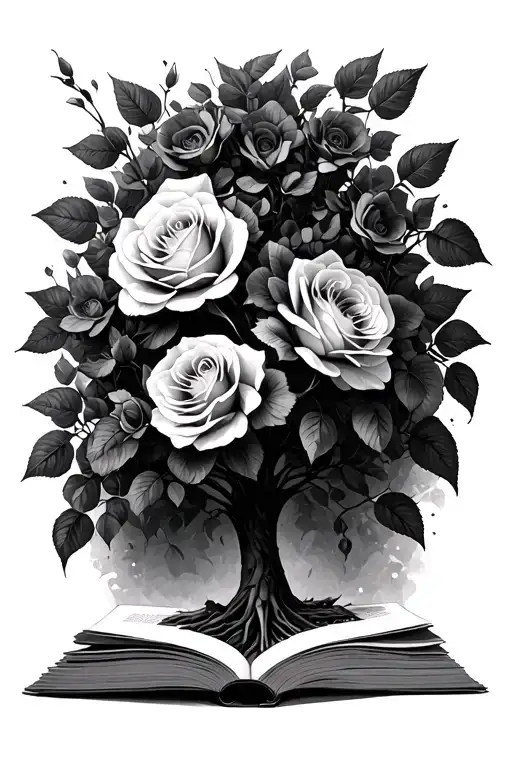 Roses Tree Book Open In Front