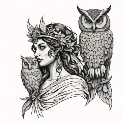Greek Goddess Anthena With Owl