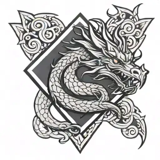Diamond Shape With Dragon