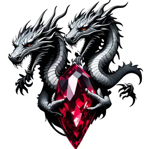 Two Dragon Holding Up Ruby Stone