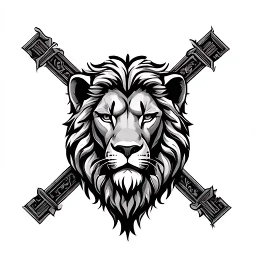 Cross And Lion Head