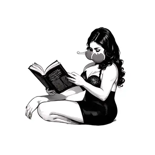 Curvy Woman On Knees Wearing Lingere With Ball Gag In Mouth Reading A Book