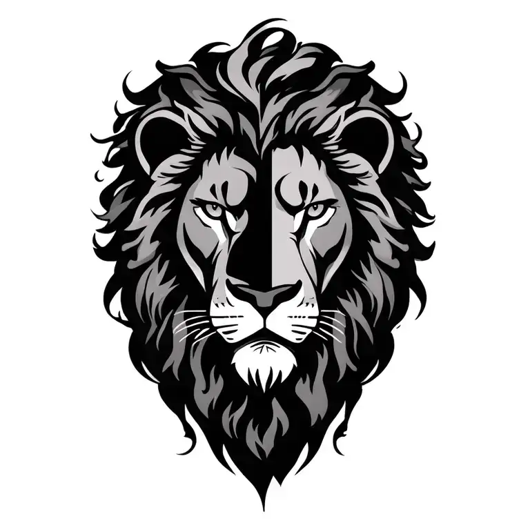 Cross And Half Lion Head