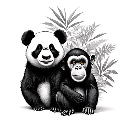 Panda And Monkey