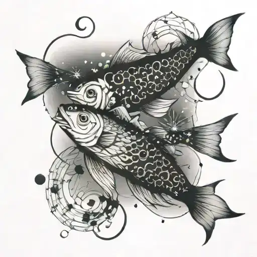 2 Coi Fish With The Constellation Of Cancer And The Zodiac Symbol Of Cancer And Gemini