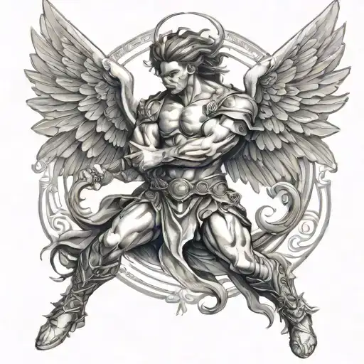 Arch Angel Michael Fighting Demons