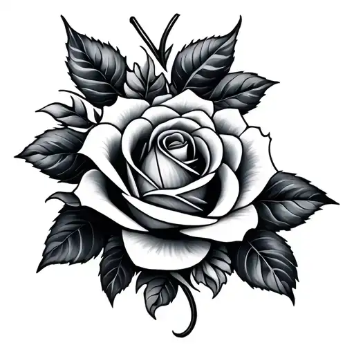 Wave And Rose Intertwined