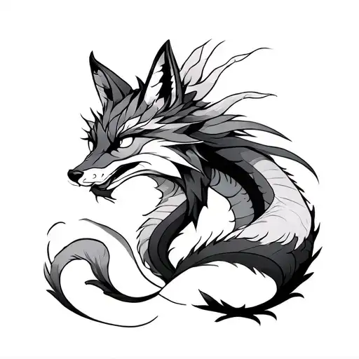 Dragon And Kitsune Fox