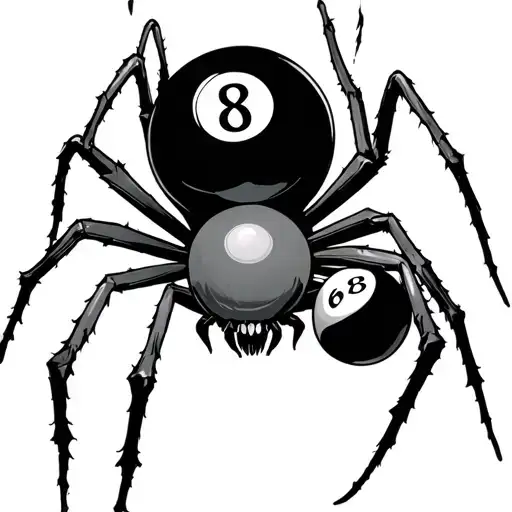 Spider Holding 8 Ball In Web