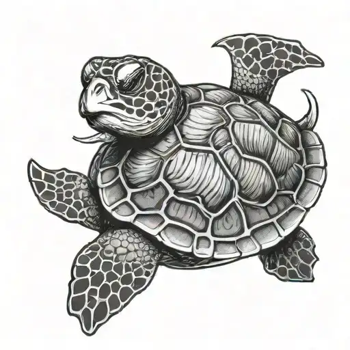 Little Turtle Swimming Gracefully