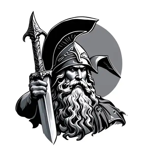 Zeus Holding A Sword With A Spartans Hat