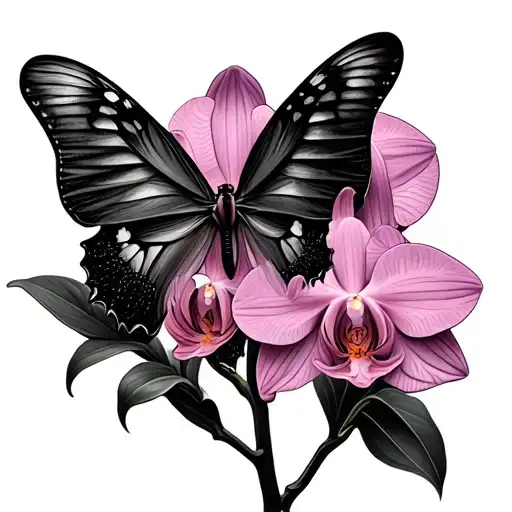 Pink Orchid With Butterfly Amber 1989- 2018