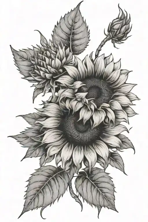 Sunflower And Marigolds