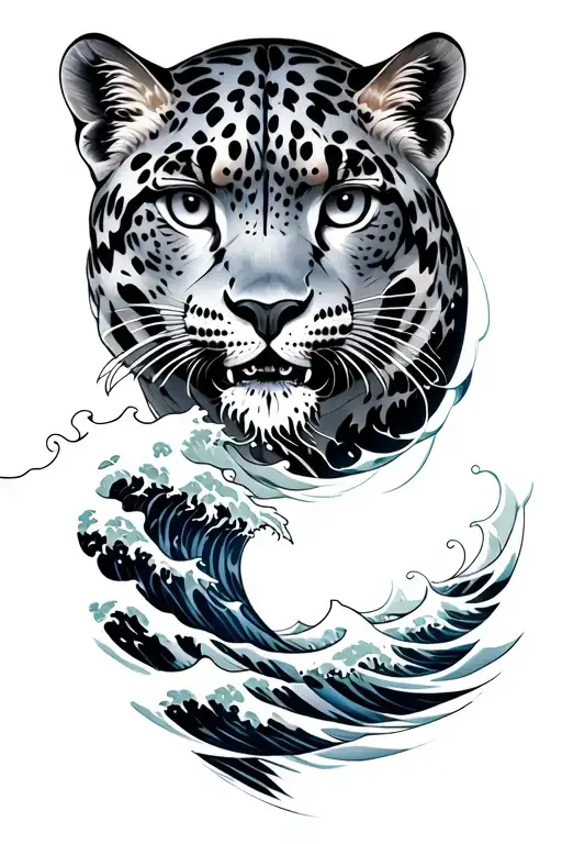 Hokusai Wave Snow Leopard