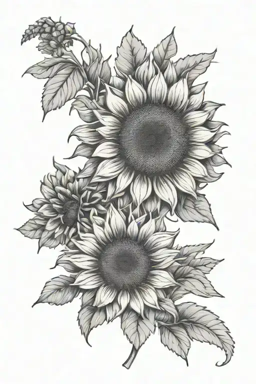 Sunflower And Marigolds