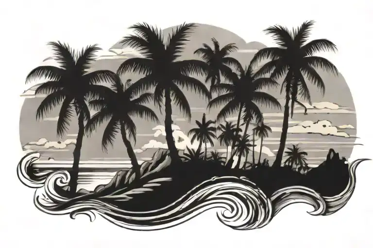 Ocean And Palm Trees