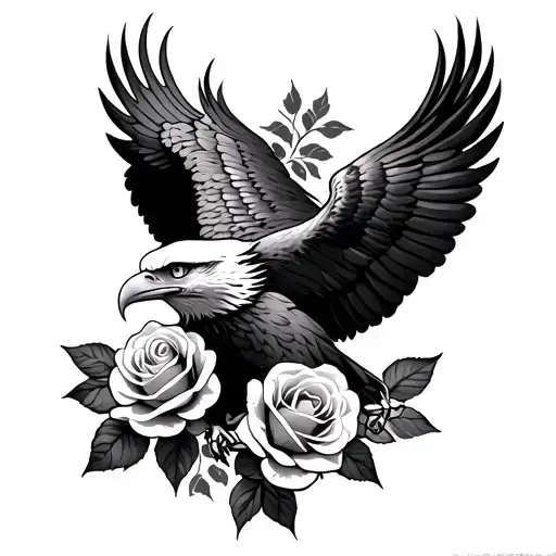 Eagle With Roses Wrapped