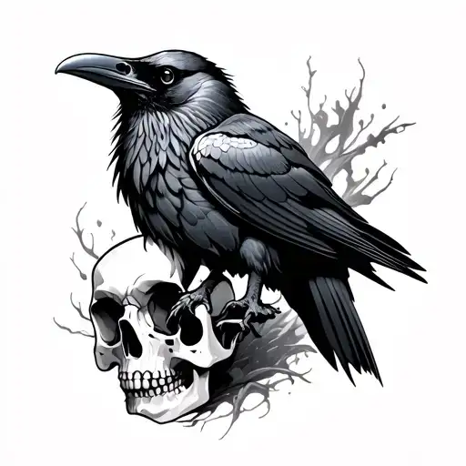 Raven On Skull