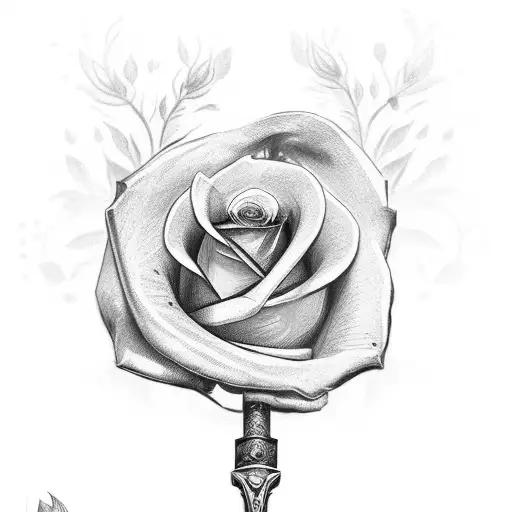 Sword With Rose Wrapped Around It