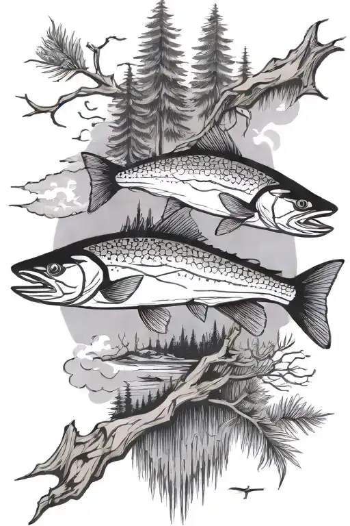 Fly Fishing Forests And Moutains Aboves