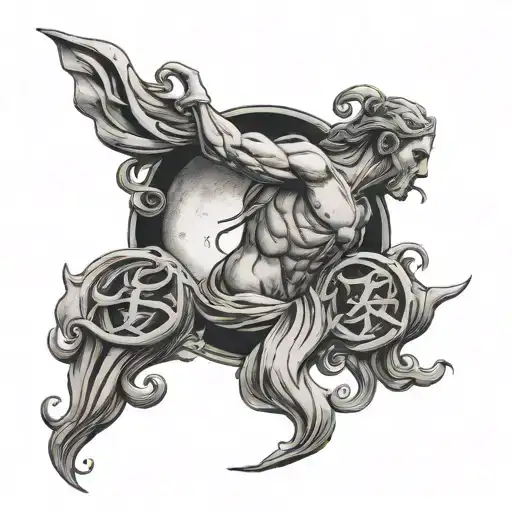 Moon Symbol Made Man Statue