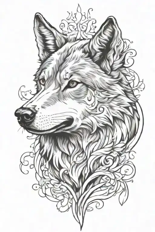 Wolf Face With Cervo Com Chifres Grandes