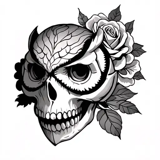 Owl Skull Rose