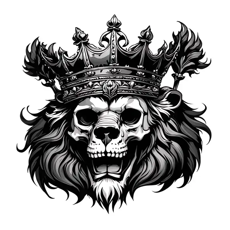 Skull And Lion Wearing A Crown