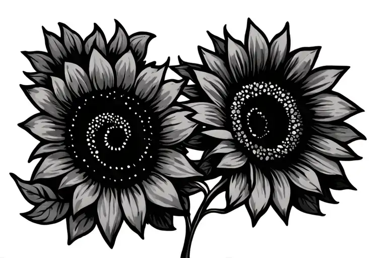 Two Cartoon Sunflowers Dancing
