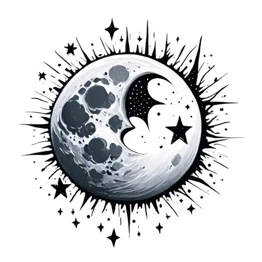 Moon And Stars Shining