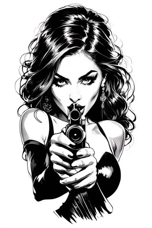 Seductive Female Licking A Gun