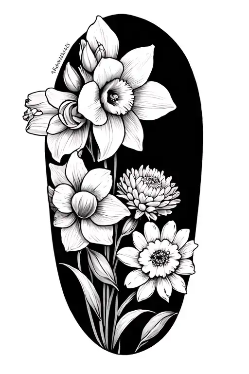 Daffodil Larkspur And Chrysanthemum Half Sleeve