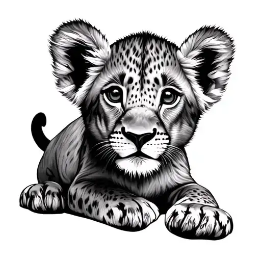 Baby Lion Cub Laying