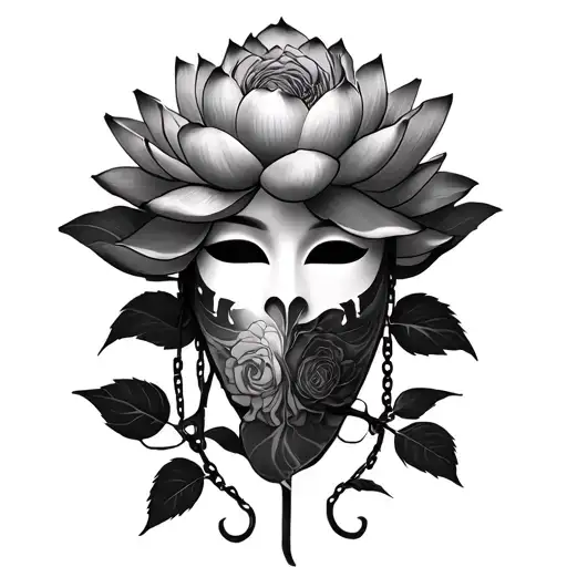 Lotus Flowet Chaine De Roses Mask Admiring A Sunset