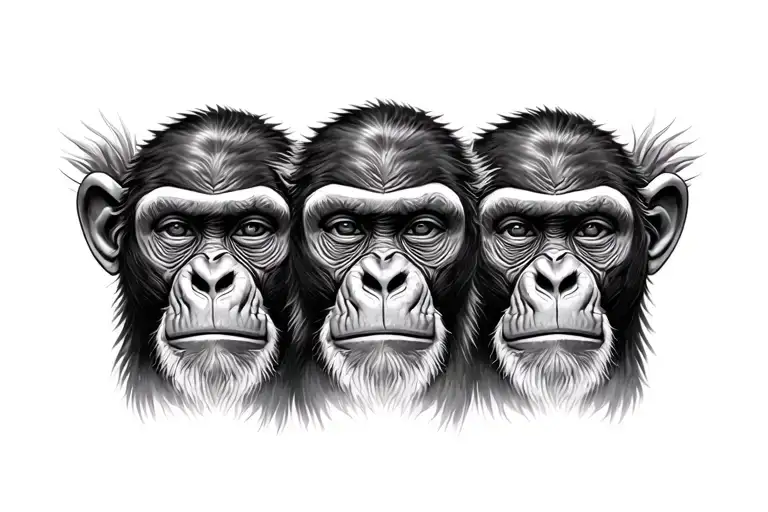 3 Monkey See No Evil Speak No Evil Hear No Evil Portrait