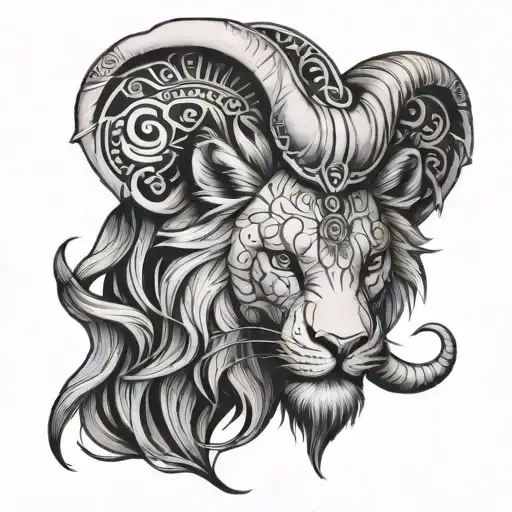 Lion Head With A Elephant Head Surrounded