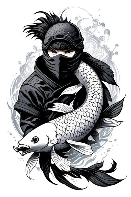 Ninja And Koi Fish