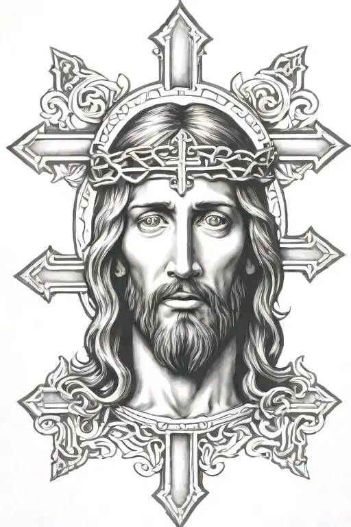 Jesus Face Fully Insde A Cross