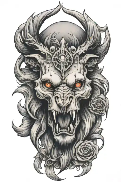 Lion Skull Surrounded