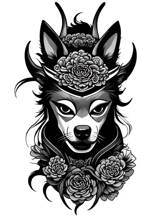 Geisha Samurai Oni Mask Fo Dog