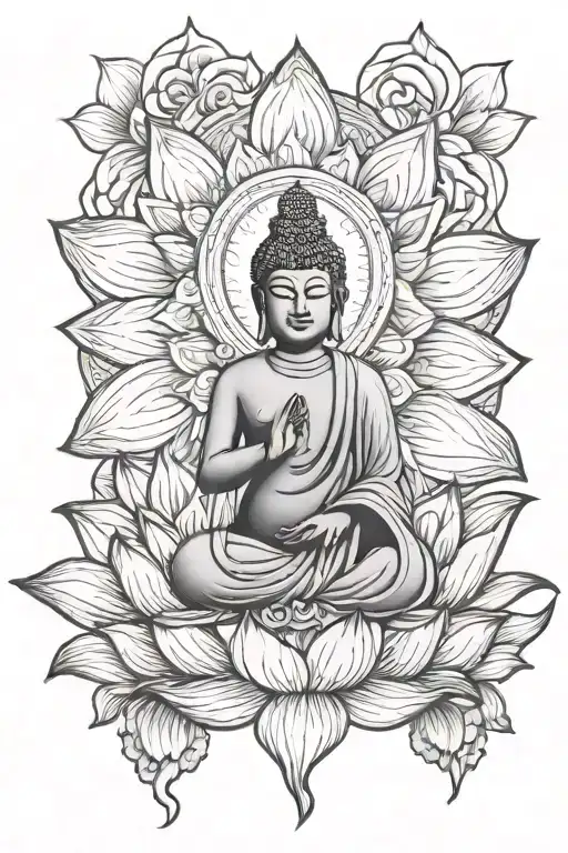 Buddha Sutton On Lotus Flower