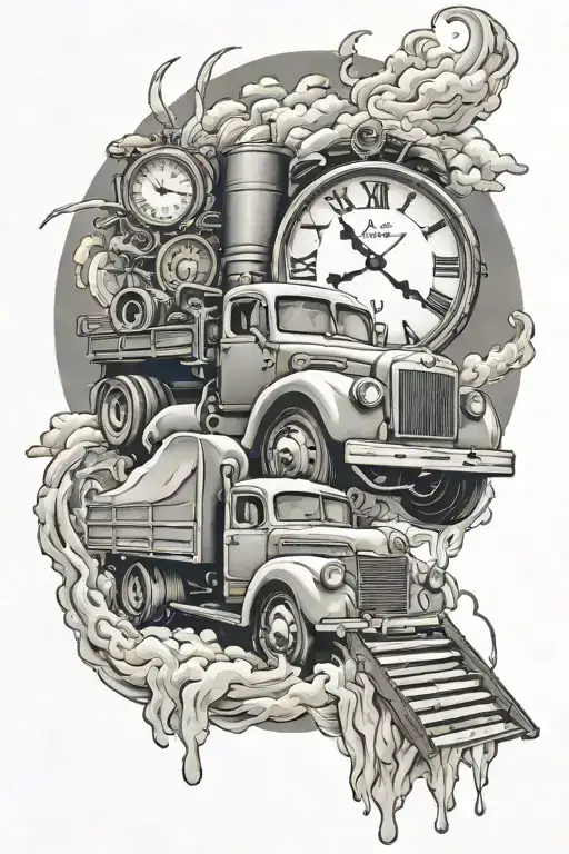 Truck Stairs Going Into Heaven Clock Melting