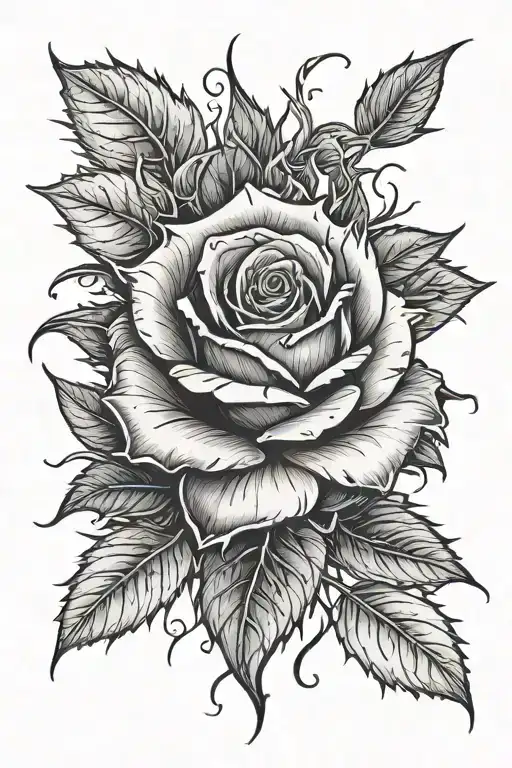 Vertical Rose Bleeding Off Leafs With Thorns