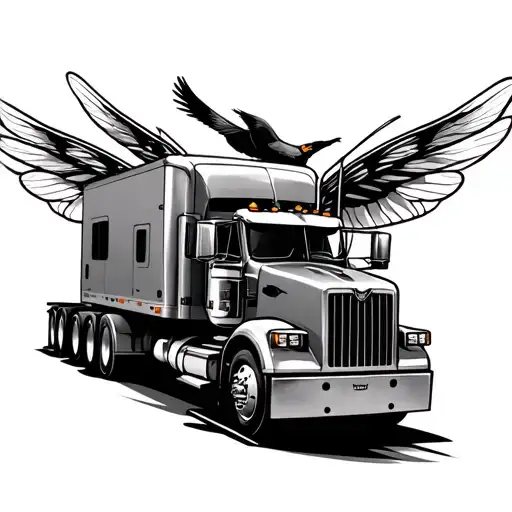 Semi Truck With A Cardinal Fly In The Back Ground